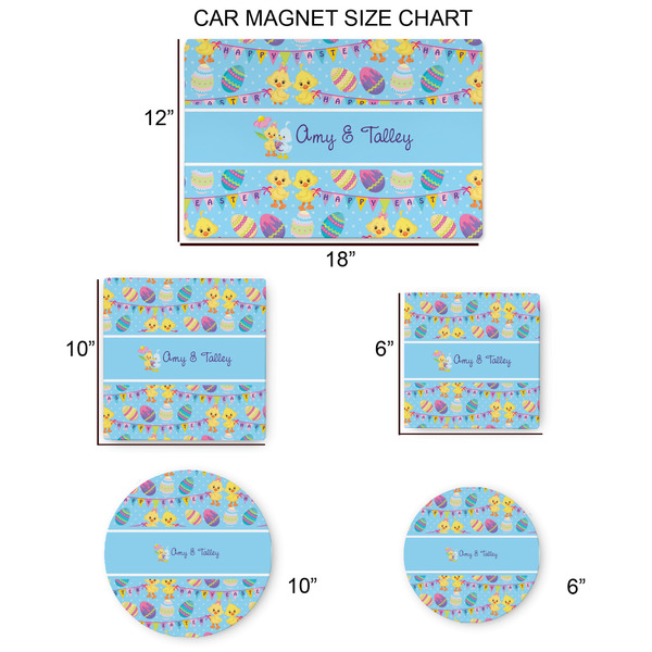 Happy Easter Car Magnets - SIZE CHART