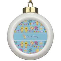 Happy Easter Ceramic Ball Ornament (Personalized)
