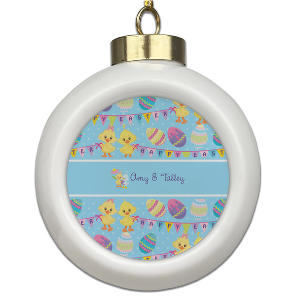 Custom Happy Easter Ceramic Ball Ornament (Personalized)