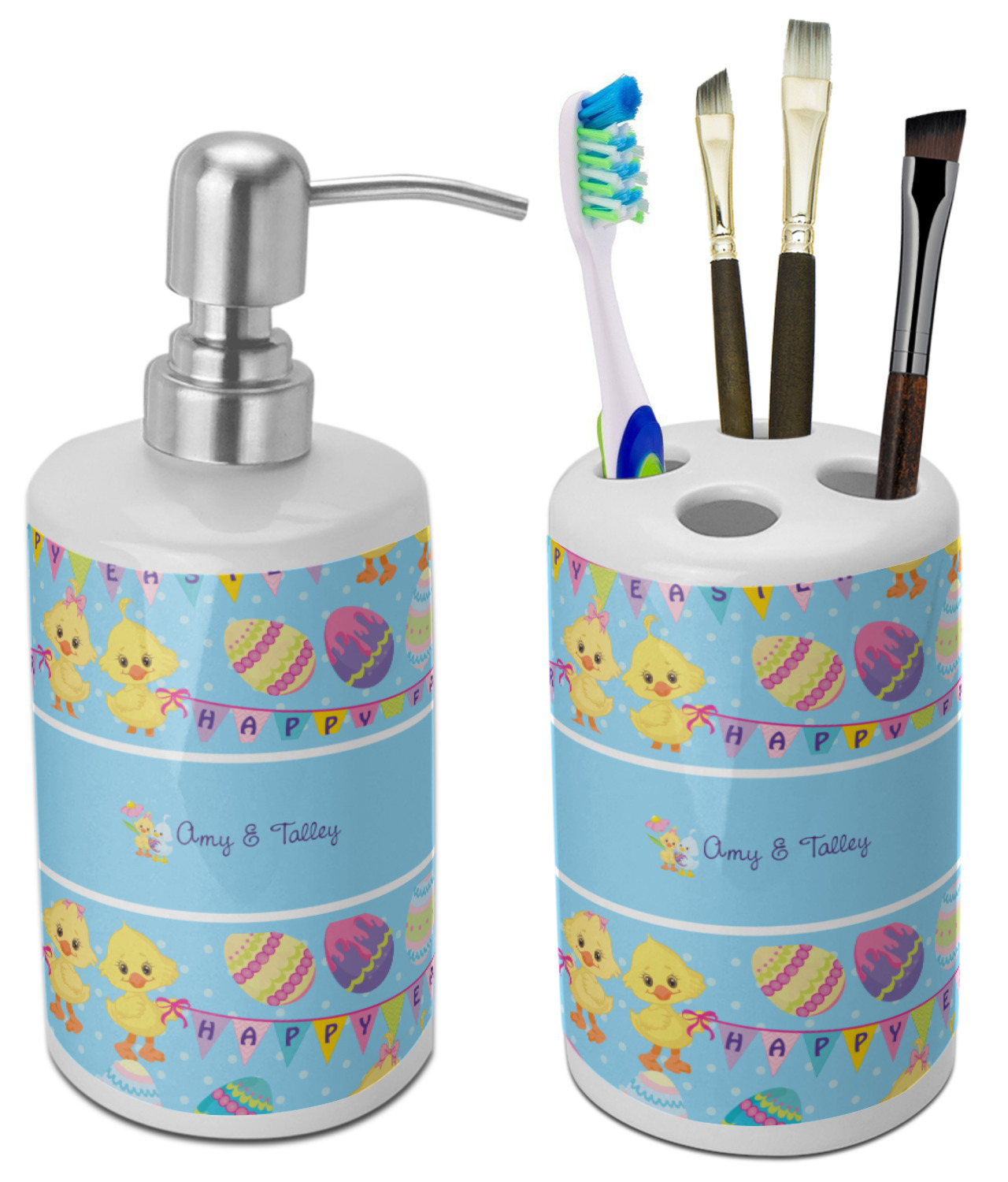 Custom Happy Easter Ceramic Bathroom Accessories Set (Personalized