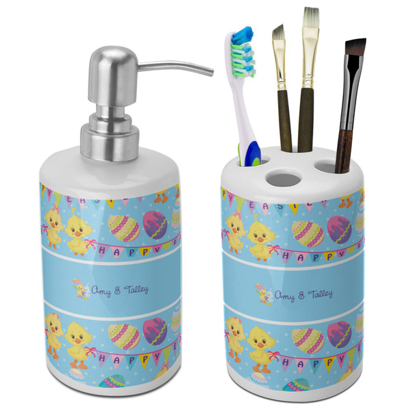 Custom Happy Easter Ceramic Bathroom Accessories Set (Personalized)