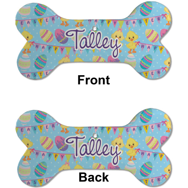 Happy Easter Ceramic Flat Ornament - Bone Front & Back (APPROVAL)