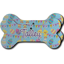 Happy Easter Ceramic Dog Ornament - Front & Back w/ Multiple Names