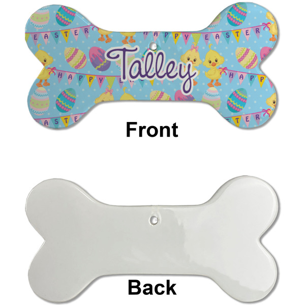Happy Easter Ceramic Flat Ornament - Bone Front & Back Single Print (APPROVAL)