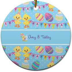 Happy Easter Round Ceramic Ornament w/ Multiple Names