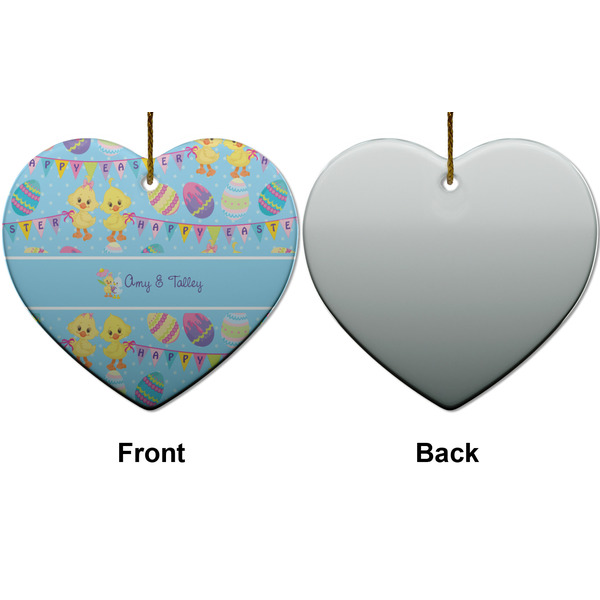 Happy Easter Ceramic Flat Ornament - Heart Front & Back (APPROVAL)