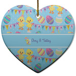 Happy Easter Heart Ceramic Ornament w/ Multiple Names