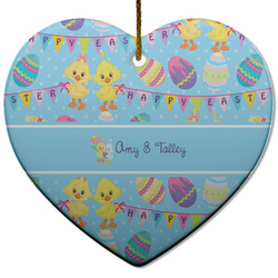 Happy Easter Heart Ceramic Ornament w/ Multiple Names