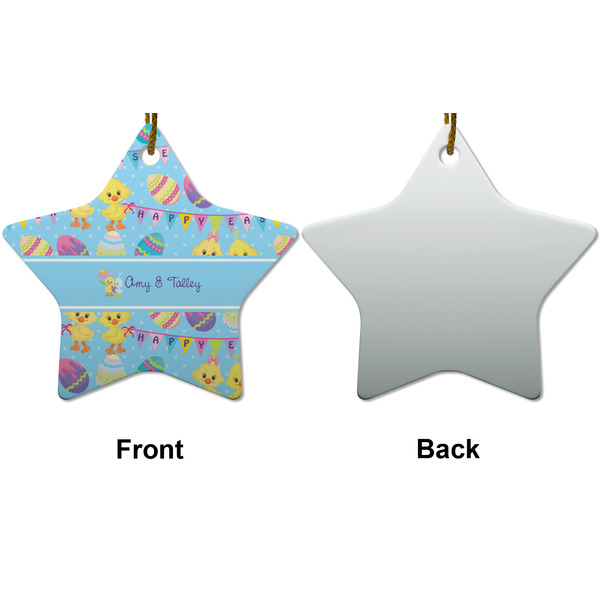 Happy Easter Ceramic Flat Ornament - Star Front & Back (APPROVAL)