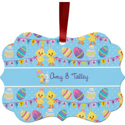 Happy Easter Metal Frame Ornament - Double Sided w/ Multiple Names