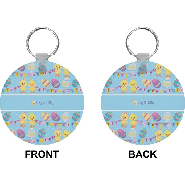 Happy Easter Circle Keychain (Front + Back)