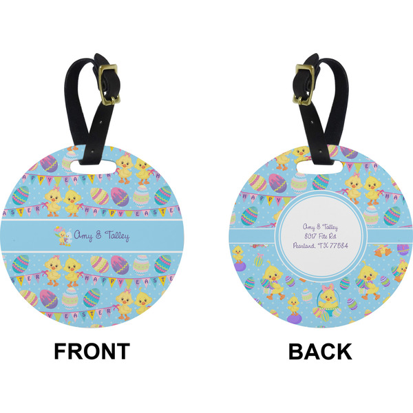 Happy Easter Circle Luggage Tag (Front + Back)