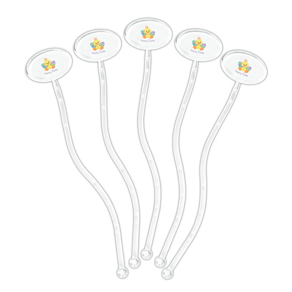 Happy Easter Clear Plastic 7" Stir Stick - Oval - Fan