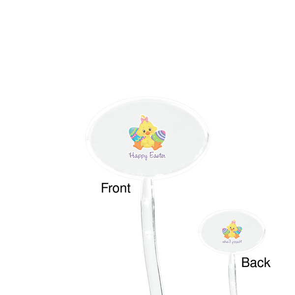Happy Easter Clear Plastic 7" Stir Stick - Oval - Front & Back