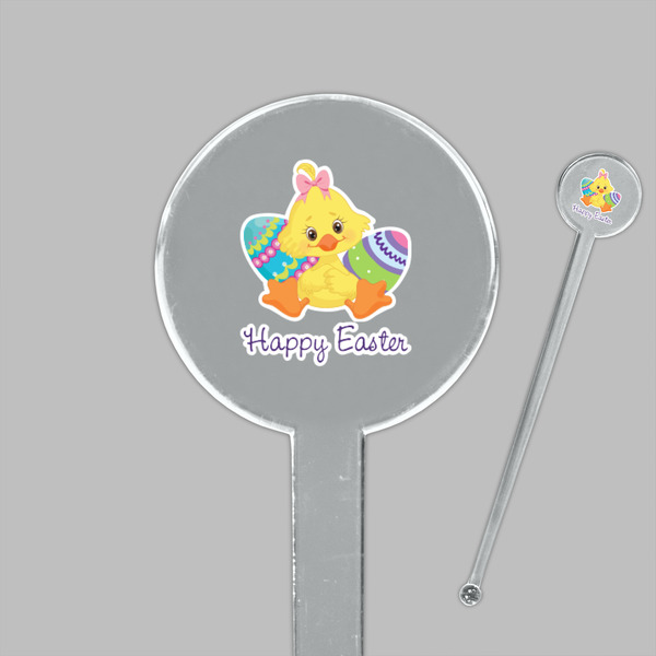 Happy Easter Clear Plastic 7" Stir Stick - Round - Closeup