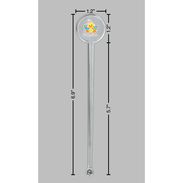 Happy Easter Clear Plastic 7" Stir Stick - Round - Dimensions