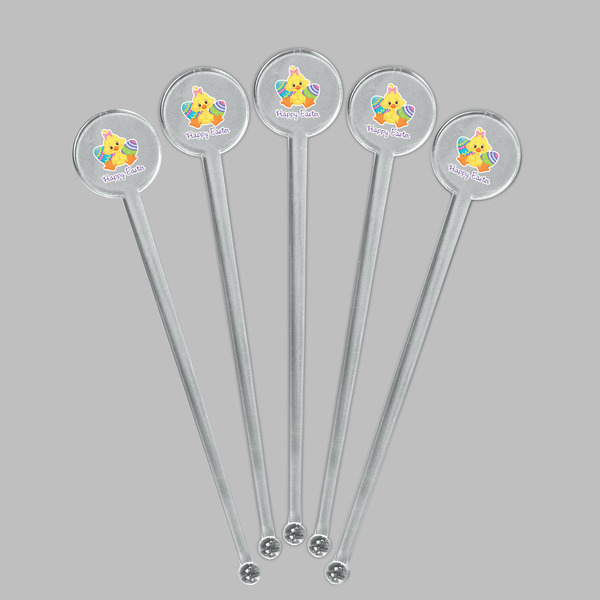 Happy Easter Clear Plastic 7" Stir Stick - Round - Fan View