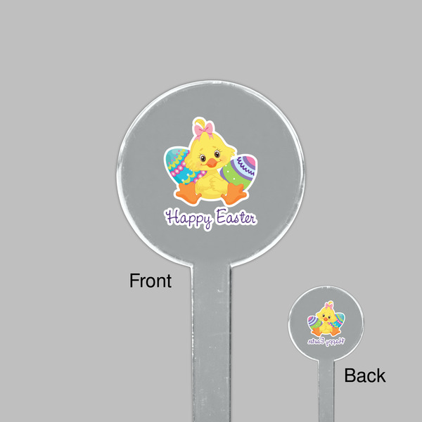 Happy Easter Clear Plastic 7" Stir Stick - Round - Front & Back