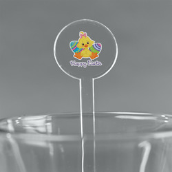 Happy Easter 7" Round Plastic Stir Sticks - Clear (Personalized)