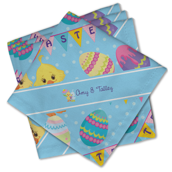 Custom Happy Easter Cloth Cocktail Napkins - Set of 4 w/ Multiple Names