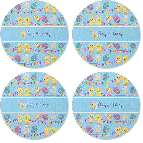 Happy Easter Coaster Round Rubber Back - Apvl