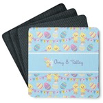 Happy Easter Square Rubber Backed Coasters - Set of 4 (Personalized)