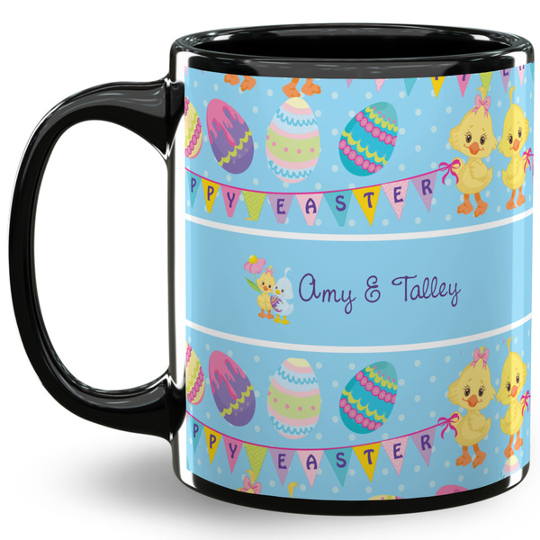 Custom Happy Easter 11 Oz Coffee Mug - Black (Personalized)
