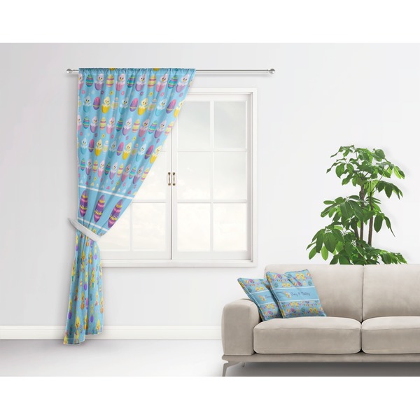Happy Easter Curtain With Window and Rod - in Room Matching Pillow