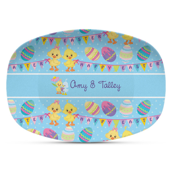 Custom Happy Easter Plastic Platter - Microwave & Oven Safe Composite Polymer (Personalized)