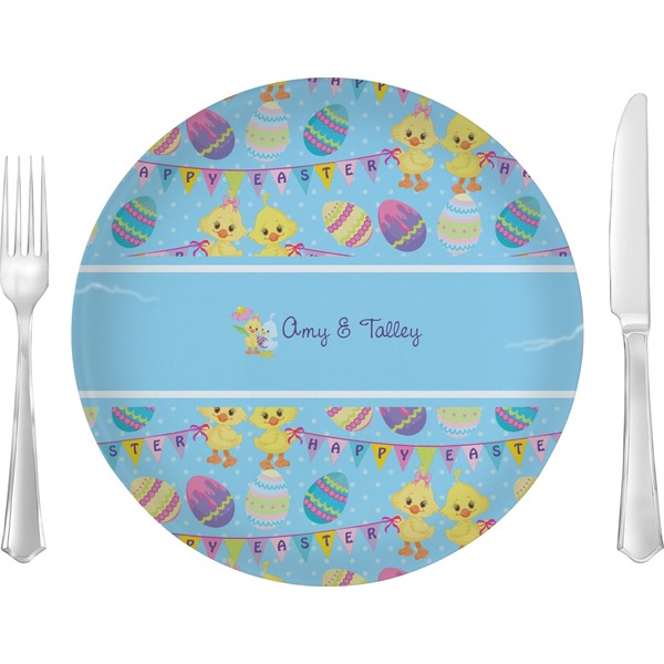 Custom Happy Easter Glass Lunch / Dinner Plate 10" (Personalized)