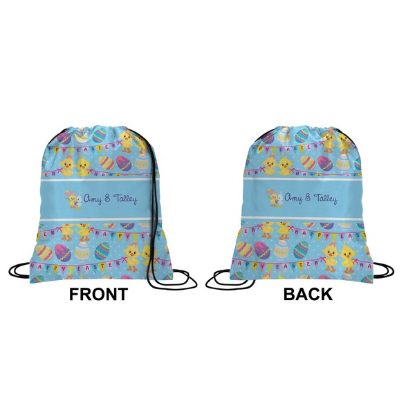 Happy Easter Drawstring Backpack Front & Back Medium