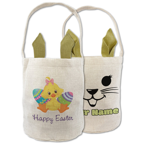 Custom Happy Easter Double Sided Easter Basket (Personalized)