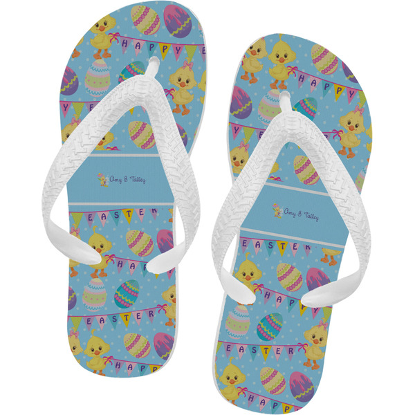 Custom Happy Easter Flip Flops - Large (Personalized)