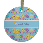 Happy Easter Flat Glass Ornament - Round w/ Multiple Names