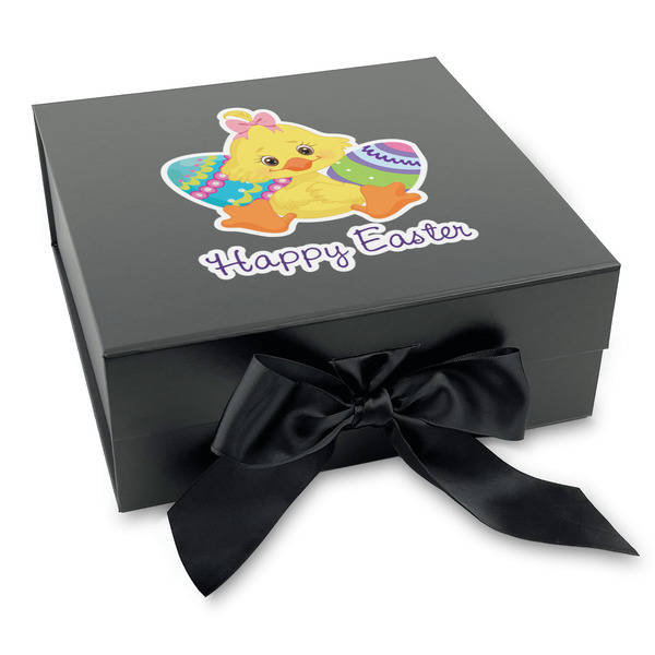 Custom Happy Easter Gift Box with Magnetic Lid - Black (Personalized)