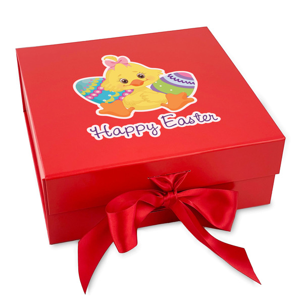 Custom Happy Easter Gift Box with Magnetic Lid - Red (Personalized)