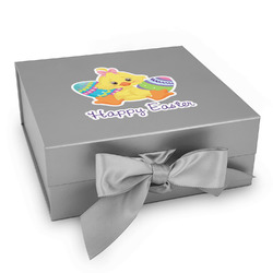 Happy Easter Gift Box with Magnetic Lid - Silver (Personalized)
