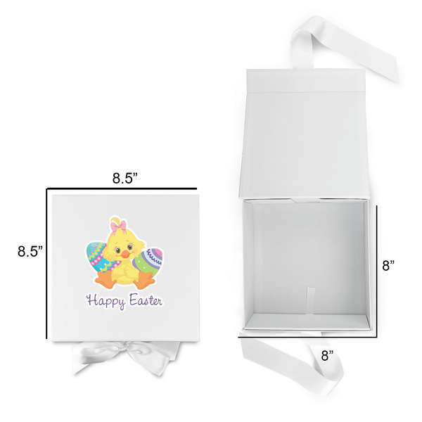 Happy Easter Gift Boxes with Magnetic Lid - White - Open & Closed