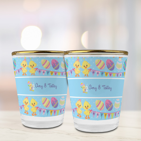 Happy Easter Glass Shot Glass - with gold rim - LIFESTYLE