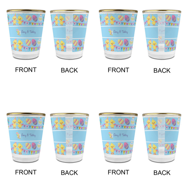 Happy Easter Glass Shot Glass - with gold rim - Set of 4 - APPROVAL
