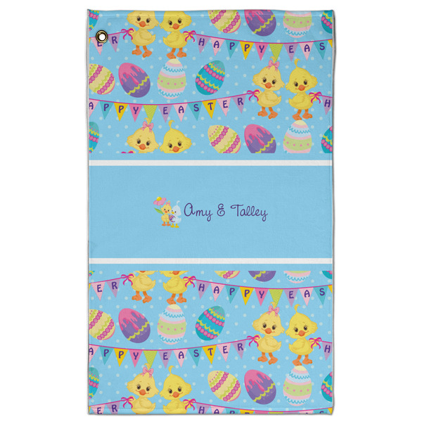 Custom Happy Easter Golf Towel - Poly-Cotton Blend w/ Multiple Names