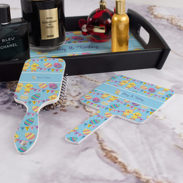 Happy Easter Hair Brush and Hand Mirror - Bathroom Scene