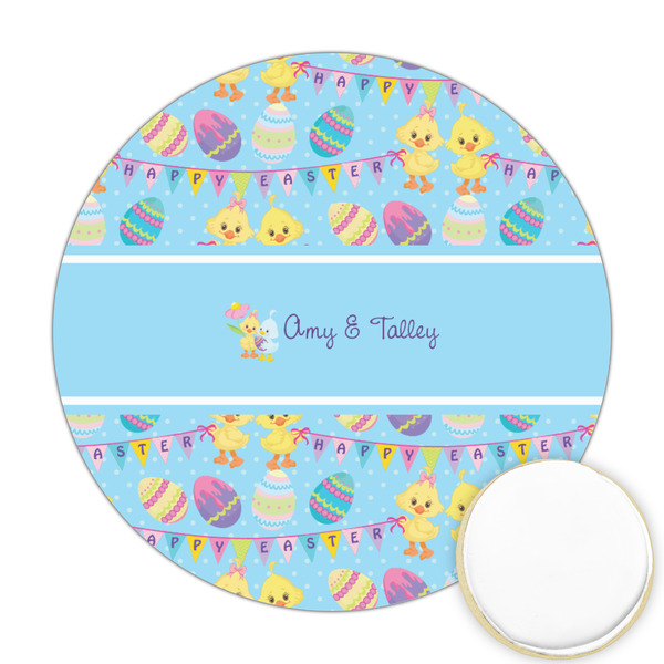 Custom Happy Easter Printed Cookie Topper - Round (Personalized)