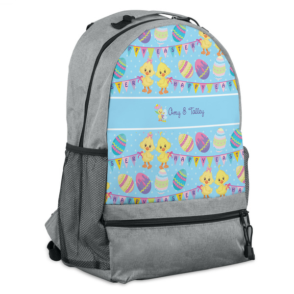 Custom Happy Easter Backpack - Grey (Personalized)