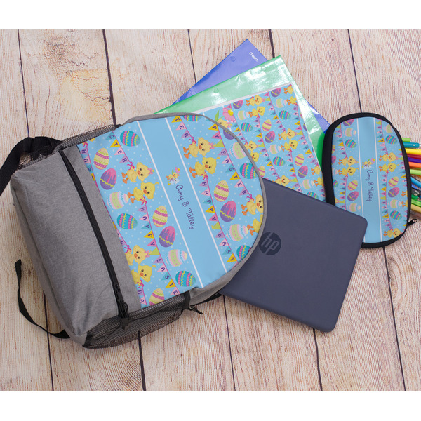 Happy Easter Large Backpack - Gray - With Stuff