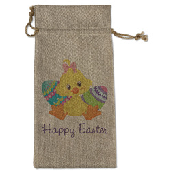 Happy Easter Large Burlap Gift Bag - Front (Personalized)