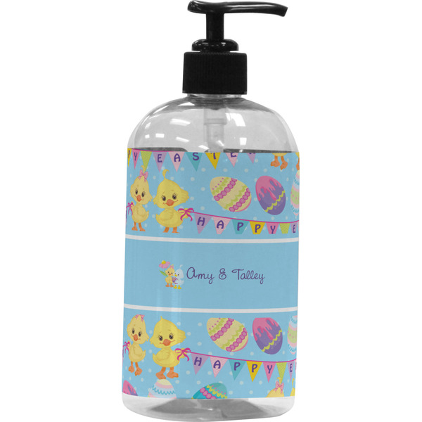 Custom Happy Easter Plastic Soap / Lotion Dispenser (16 oz - Large - Black) (Personalized)