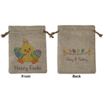 Happy Easter Medium Burlap Gift Bag - Front & Back (Personalized)