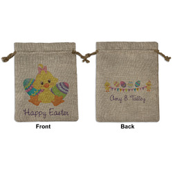 Happy Easter Medium Burlap Gift Bag - Front & Back (Personalized)