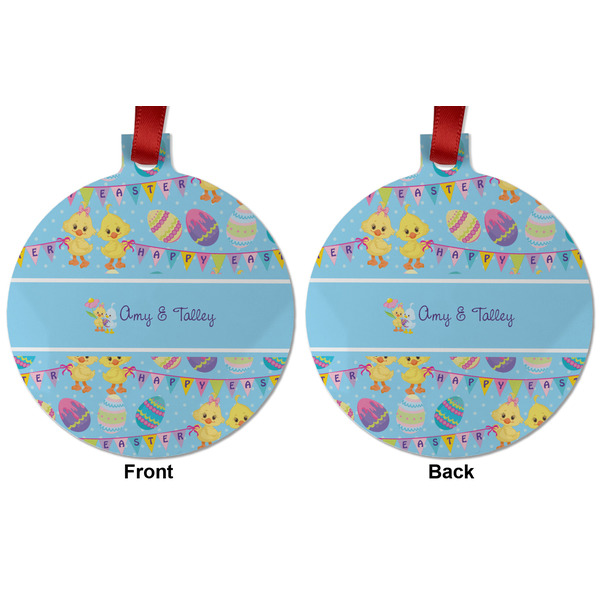 Happy Easter Metal Ball Ornament - Front and Back